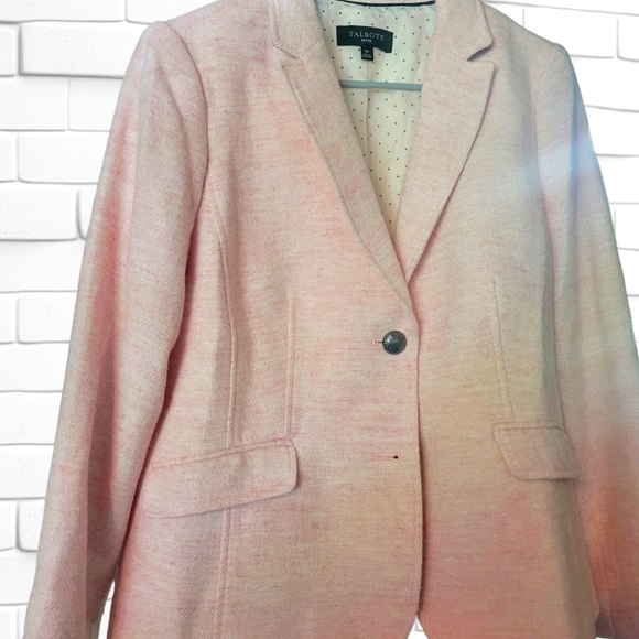 Talbots Jackets & Blazers - Talbots herringbone pink heathered Shetland wool blazer